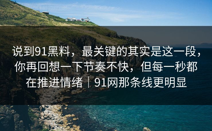 说到91黑料，最关键的其实是这一段，你再回想一下节奏不快，但每一秒都在推进情绪｜91网那条线更明显
