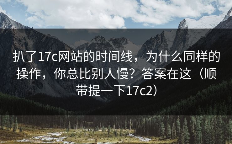 扒了17c网站的时间线，为什么同样的操作，你总比别人慢？答案在这（顺带提一下17c2）
