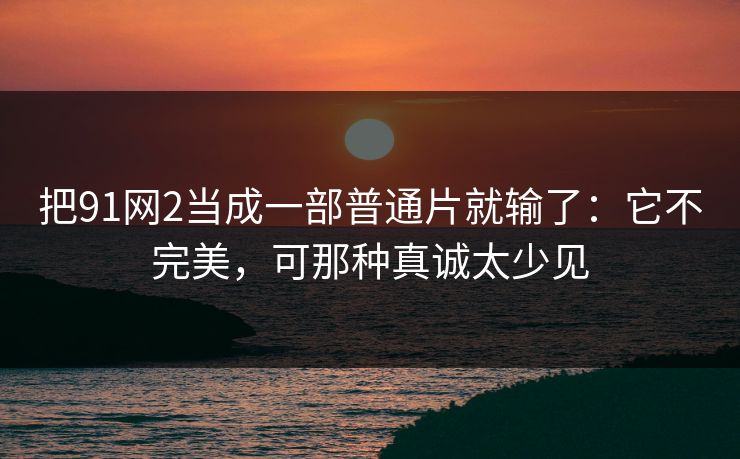 把91网2当成一部普通片就输了：它不完美，可那种真诚太少见