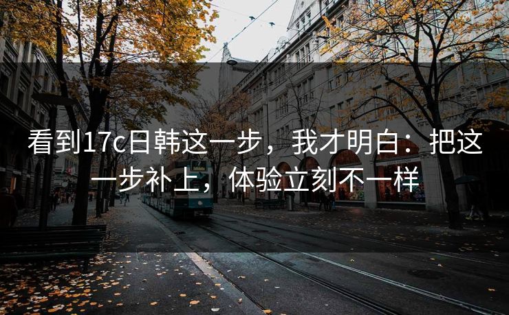 看到17c日韩这一步，我才明白：把这一步补上，体验立刻不一样
