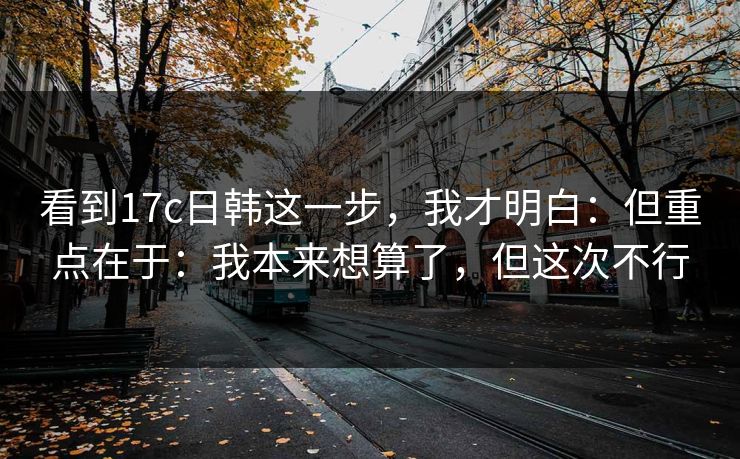 看到17c日韩这一步，我才明白：但重点在于：我本来想算了，但这次不行