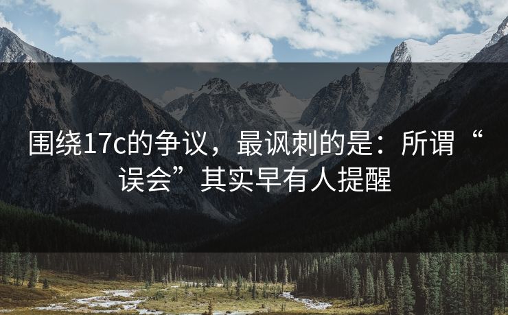 围绕17c的争议，最讽刺的是：所谓“误会”其实早有人提醒